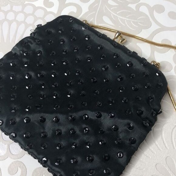 Sequined Evening Bag, Black with Gold - Picture 7 of 11